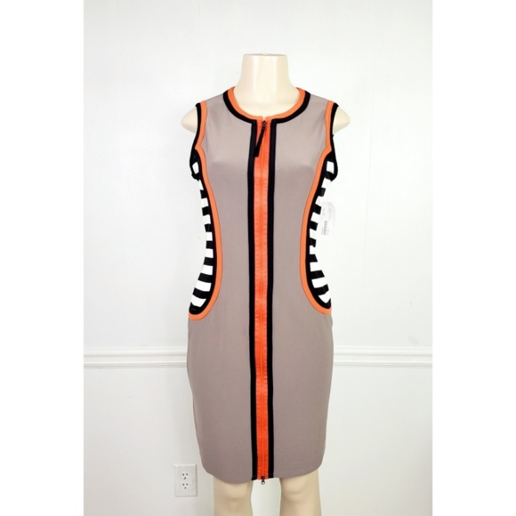 Joseph Ribkoff Dresses & Skirts - Joseph Ribkoff Zip Front Taupe Multi Dress Size 8